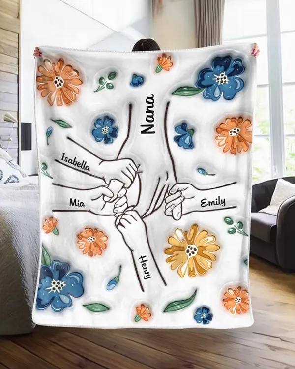 Family Personalized Custom 3D Inflated Effect Printed Blanket - Gift For Mom, Grandma