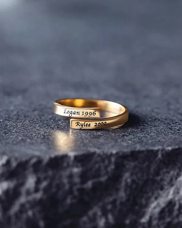 Custom Personalized Double Name Rings