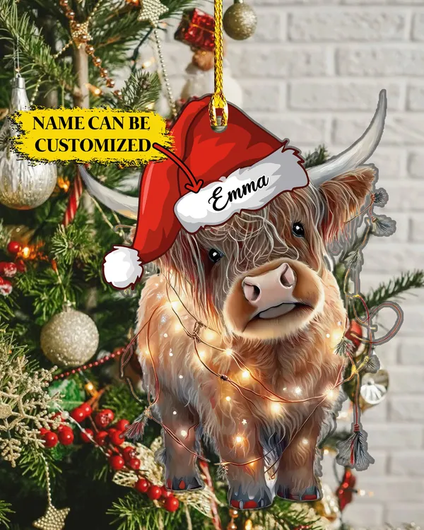 Highland Cow Arcylic Ornament Customized - Gift For Farm , Ornament Decor 6