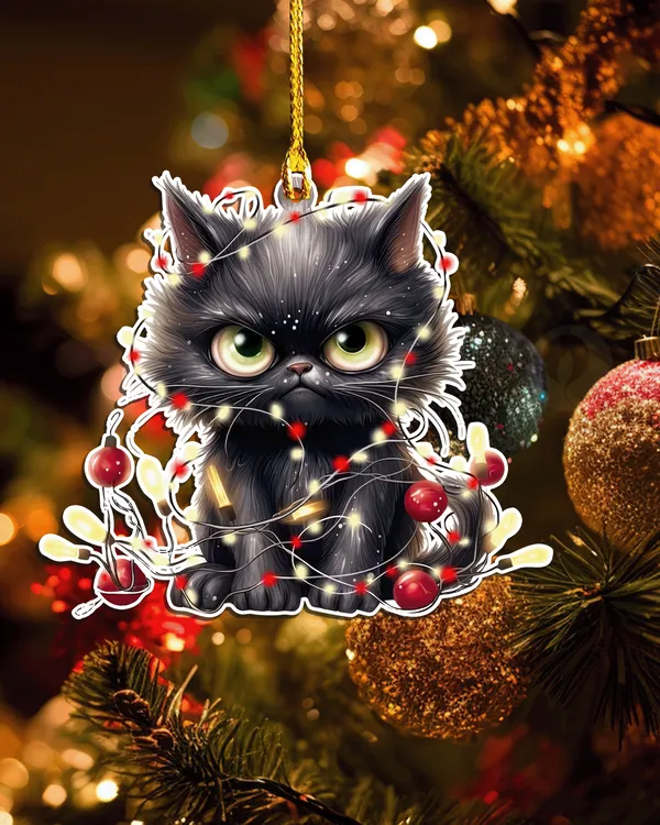 Cat Christmas Colorful Arcylic Ornament - Gift For Farm , Ornament Decor 1