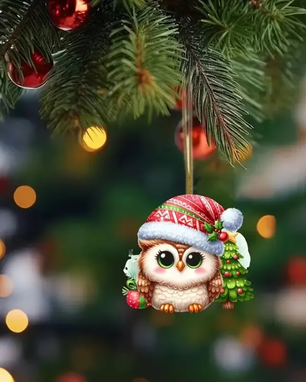 Christmas Owl Hanging Ornament - Gift For Farm , Ornament Decor , Birthday Gift