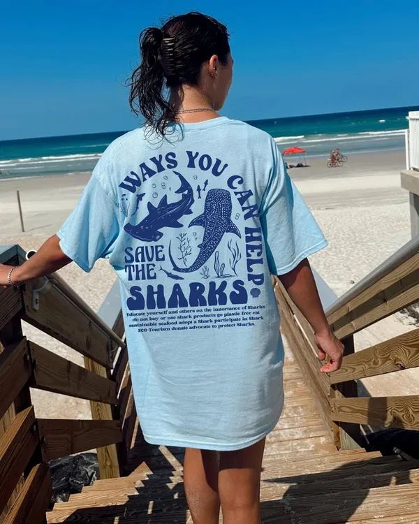 Save The Sharks Shirt, Respect the locals Shirt, Shark Tee, Shark Week Tee, Summer New Ocean Shirt, Shark Lover Gift, Oversize