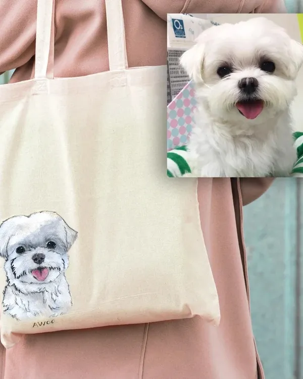 Painted Custom Pet Portrait Tote Bag