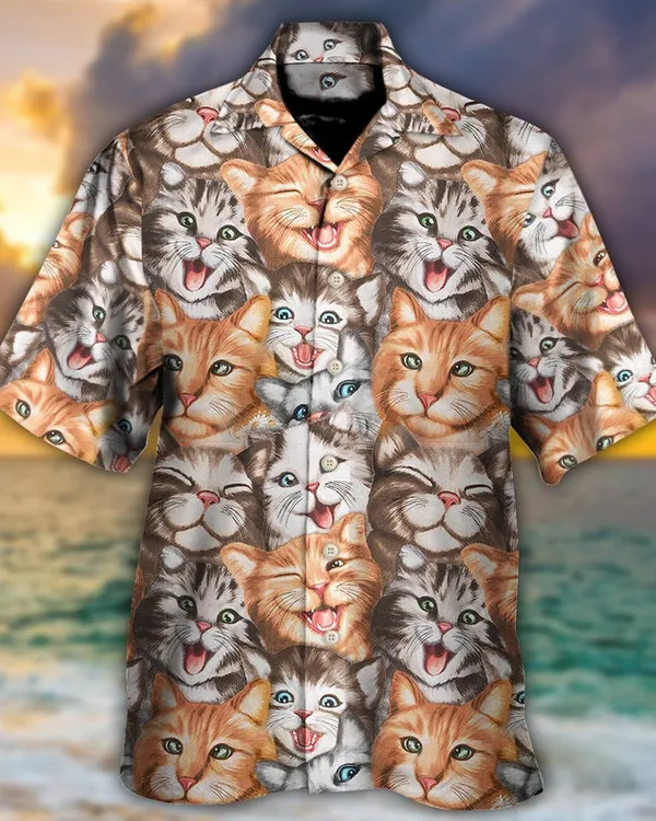 Happy Life With Funny Little Cat Hawaiian Shirt, Cute Cat Hawaii Shirt, Cat Lover Gift