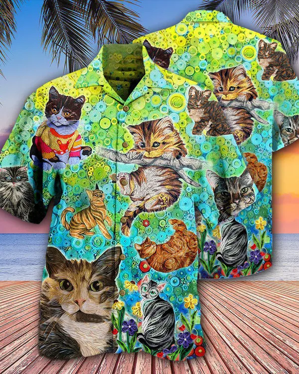 Cat Hawaiian Shirt For Summer, Cat Stay Fluffy Everything Gonna Be Alright Hawaiian Shirts Outfit For Men Women, Friend, Team, Cat Lovers