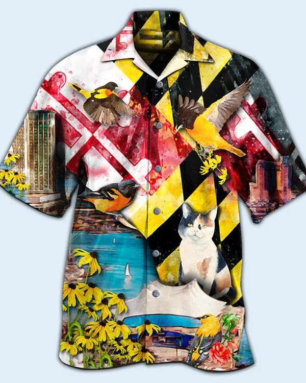 Cat Hawaiian Shirt For Summer, Beautiful Maryland State, Best Colorful Cat Hawaiian Shirts Outfit For Men Women, Friend, Team, Cat Lovers