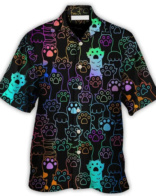 Cat Hawaiian Shirt For Summer, Cute Cat Little Paw, Best Colorful Cool Cat Hawaiian Shirts Outfit For Men Women, Friend, Team, Cat Lovers