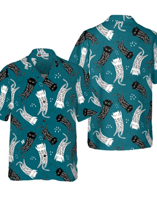 Cat Seamless Pattern Hawaiian Shirt, Funny Cat Shirt For Men - Perfect Gift For Men, Cat Lovers, Husband, Boyfriend, Friend, Family