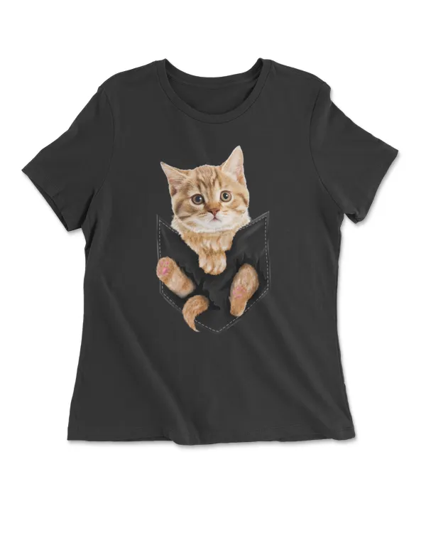 Cat Shirt, Cat Tshirt, Orange Cat In Pocket Shirt, Kitten