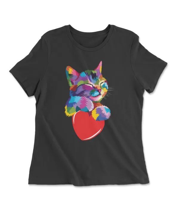 Cute Cat Gift for kitten lovers Colorful Art Kitty Adoption