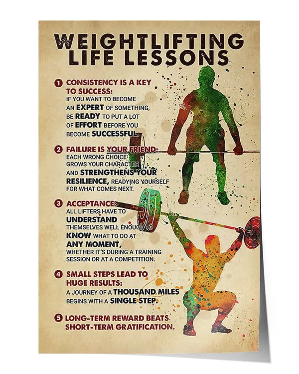 Weightlifting Life Lessons Knowledge Wall Decor Artwork Print Poster Wall Art Print Home Decor Vintage