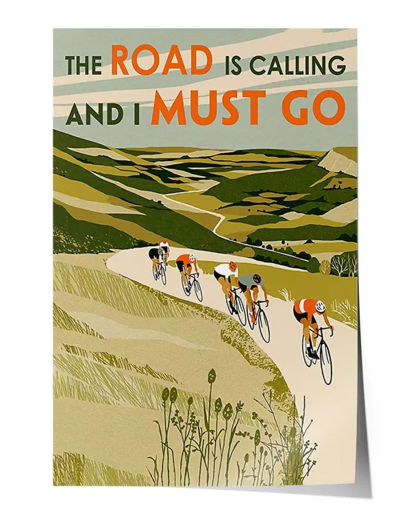 The Road is Calling Cycling Poster