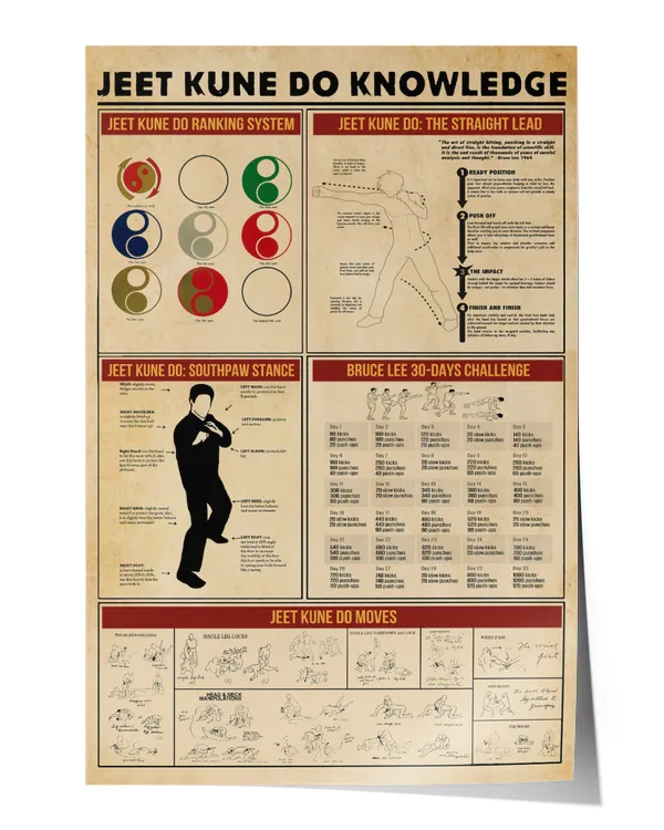 Jeet Kune Do Knowledge Wall Decor Artwork Print Poster Wall Art Print Home Decor Vintage