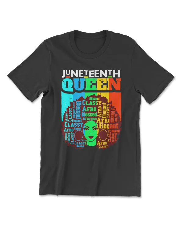 Juneteenth Queen Afro Melanin Black Girl Magic Women Girls T-Shirt
