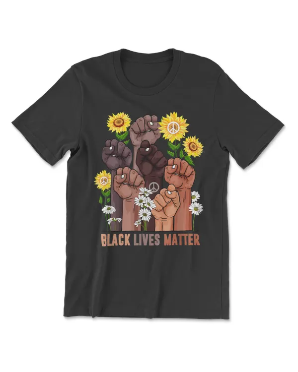 Black History Lives Matter Rise Hand Sunflower Peace African T-Shirt