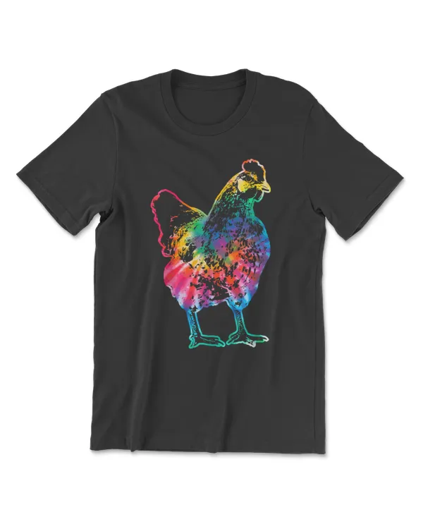Chicken Tie Dye Hippie Poultry Farmer Farm Vintage Gift T-Shirt