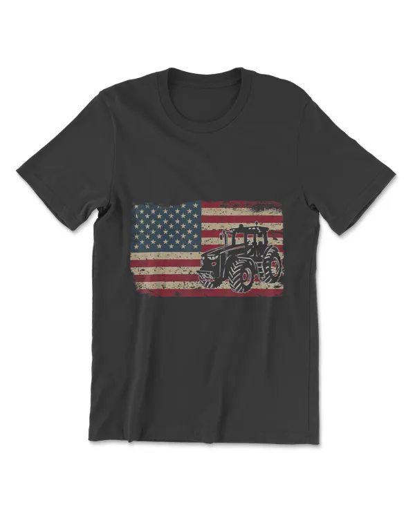 Farm Tractors USA Flag Patriotic Farming Gift T-Shirt