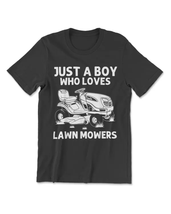 Funny Lawn Mowing Gift Boys Kids Lawn Mower Farm Gardening T-Shirt