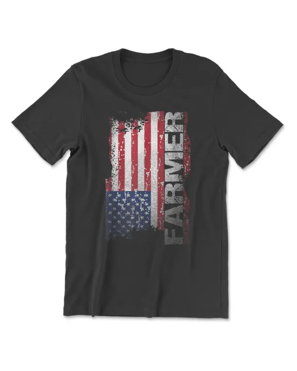 USA Flag Farmer T-Shirt, American Farmers Tee Patriotic Gift