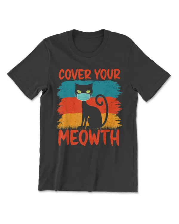 Cover Your Meowth Black Cat Social Distance Halloween T-Shirt