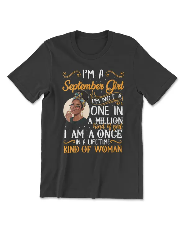 Womens I'm A September Girl Black Women Virgo Libra Birthday V-Neck T-Shirt