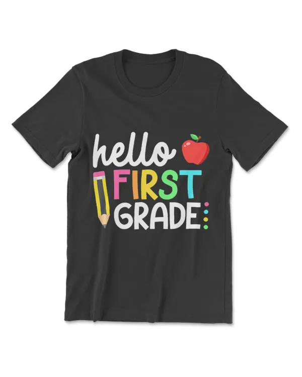 Hello 1st Grade Leopard Print First Grade Teacher Boys Girls T-Shirt