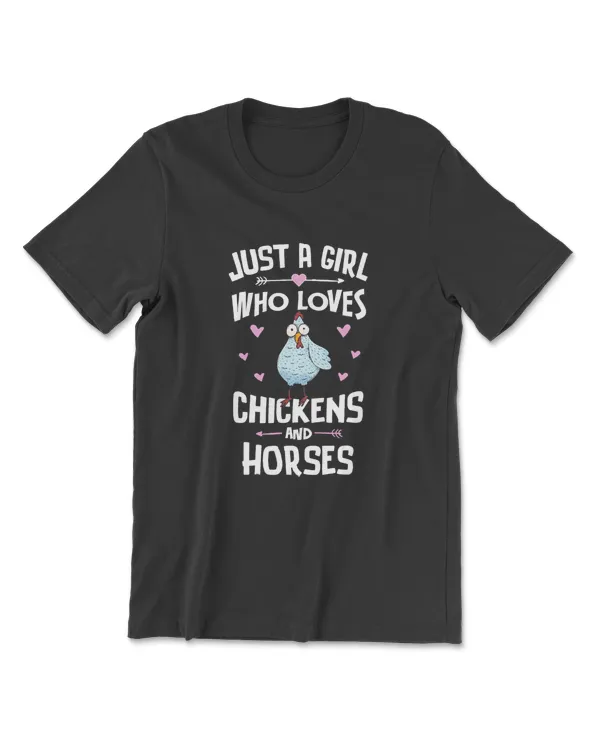 Just A Girl Who Loves Chickens And Horses Gift Women T-Shirt
