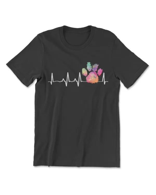 Paw Print Heartbeat for Dog Lovers T-Shirt