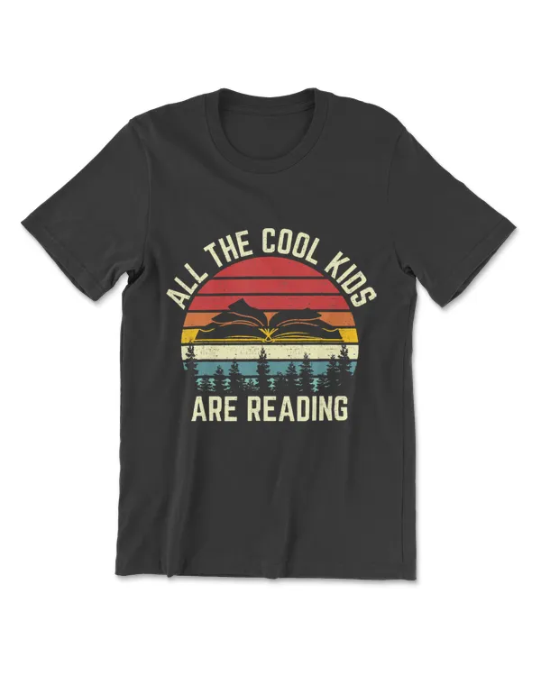 Cute Vintage Retro Sunset All The Cool Kids Are Reading Book T-Shirt