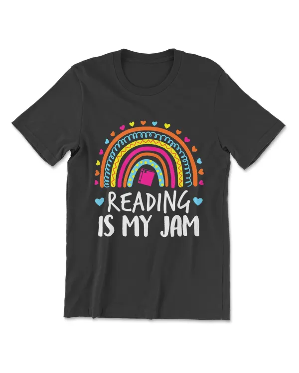 Funny Reading Is My Jam Rainbow Teacher Book Nerds Bookworm T-Shirt