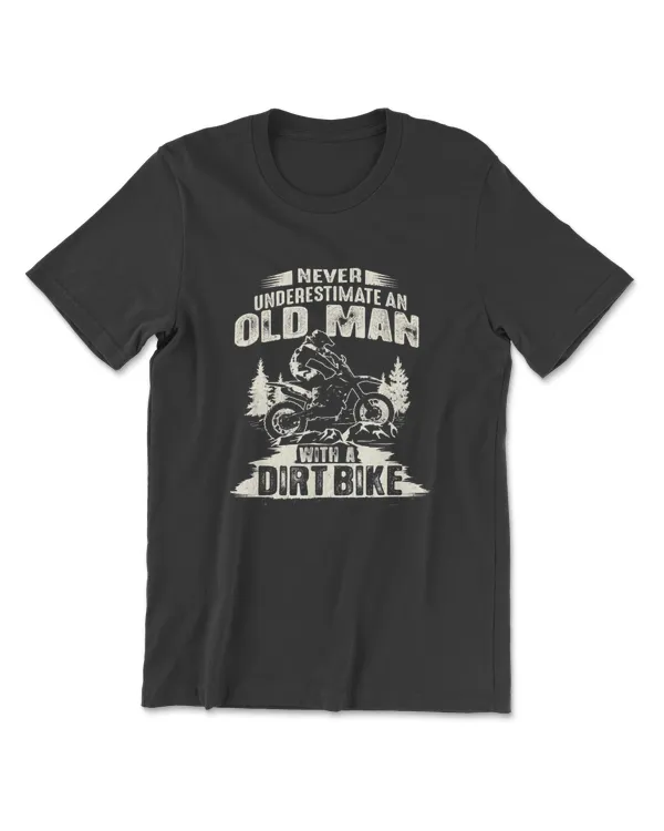 Mens Vintage Never Underestimate an Old Man with a Dirt Bike T-Shirt