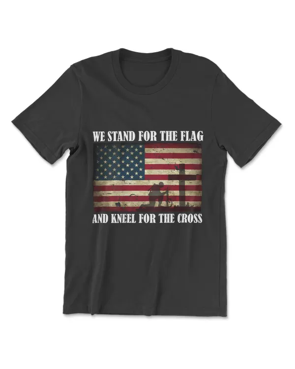 We Stand   Flag And Kneel   Cross Back T