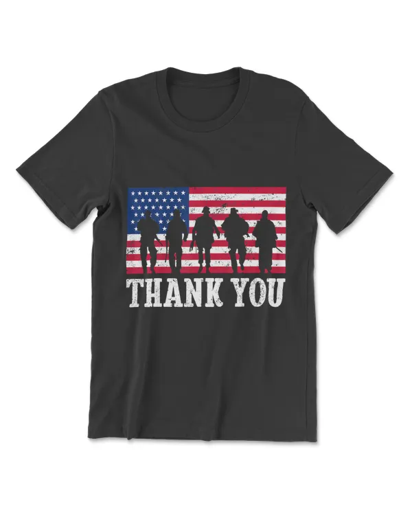 Patriotic American Flag Thank You Men Women Girls Boys Kids