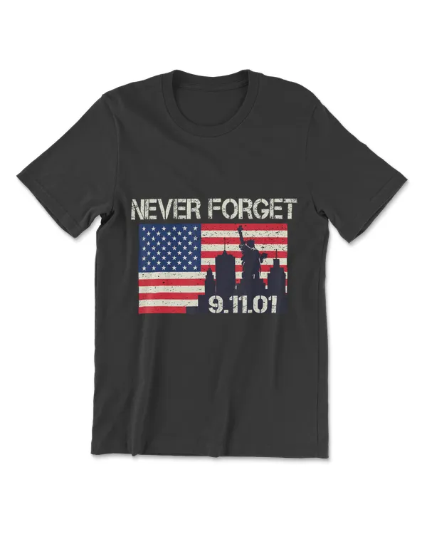 Vintage Never forget patriotic 911 for men American Flag T-Shirt