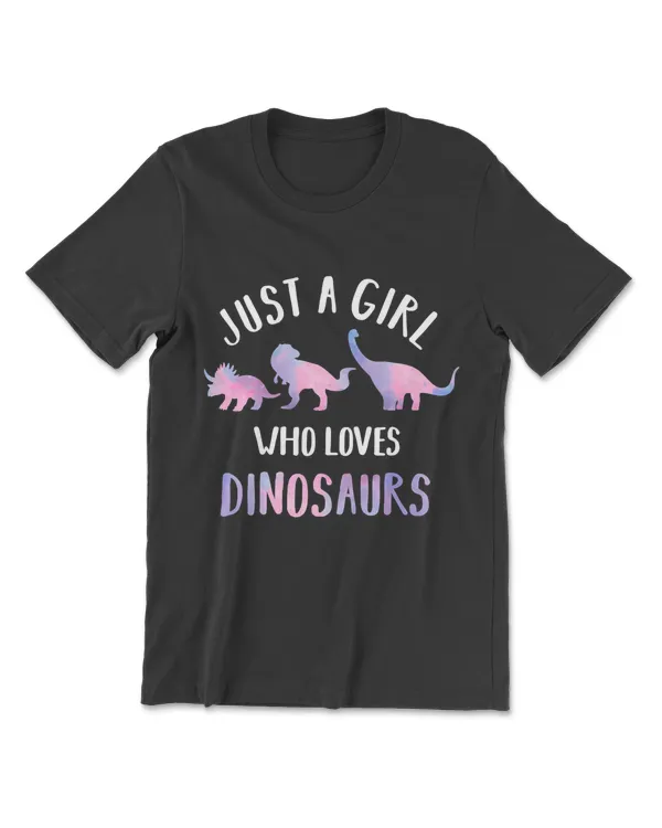 Just A Girl Who Loves Dinosaurs Cute Floral Dino Lover T-Shirt