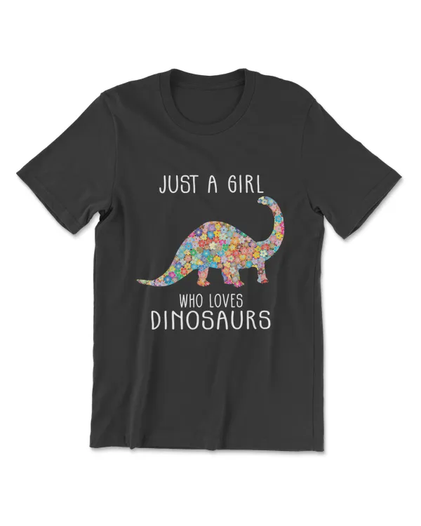 Just A Girl Who Loves Dinosaurs Cute Floral Girls Teens T-Shirt
