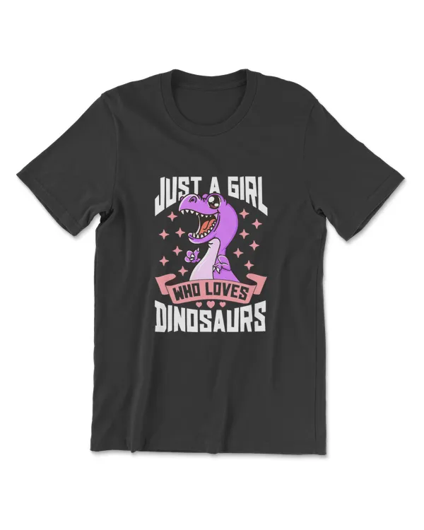 JUST A GIRL WHO LOVES DINOSAURS, CUTE PURPLE AND PINK DESIGN T-Shirt