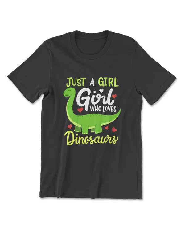Kids Brachiosaurus Dinosaur Just a Girl Who Loves Dinosaurs T-Shirt