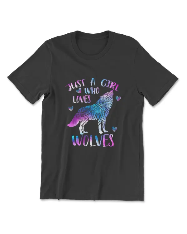 Just A Girl Who Loves Wolves Lover Watercolor Wolf Ornament T-Shirt