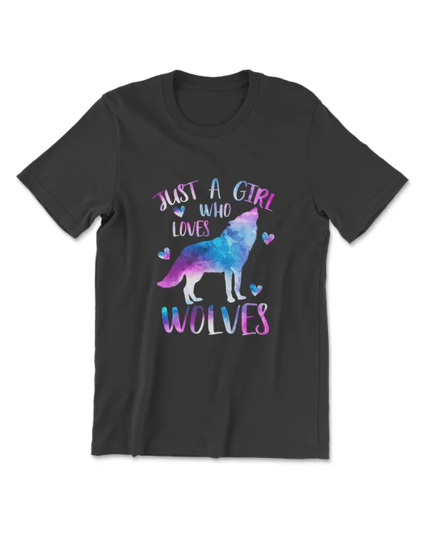 Just A Girl Who Loves Wolves Watercolor Cute Wolf Love T-Shirt