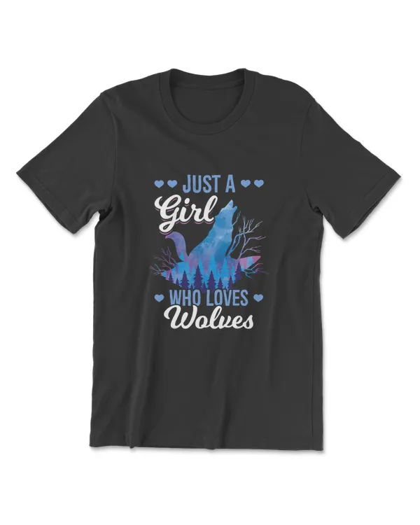 Wolf Animal Women Girls Gift Just A Girl Who Loves Wolves T-Shirt