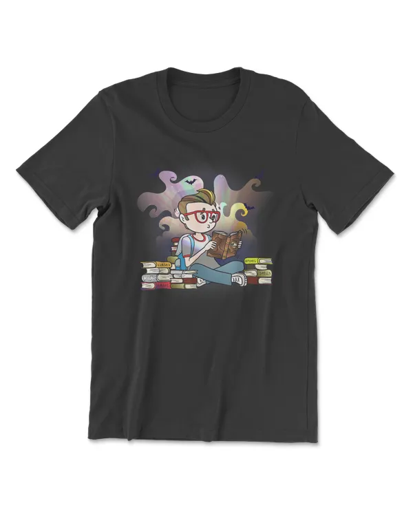 Boy Reading Books Funny Gift A for Book Nerd T-Shirt