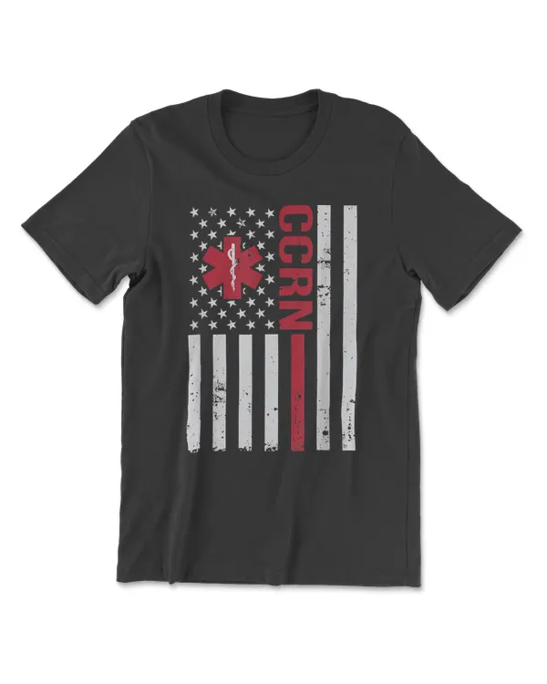 CCRN Critical Care Registered Nurse USA Flag T-Shirt