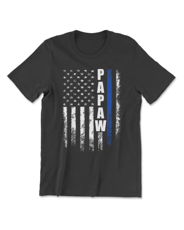 Mens Cop Police Papaw American Flag Father's Day For Men T-Shirt