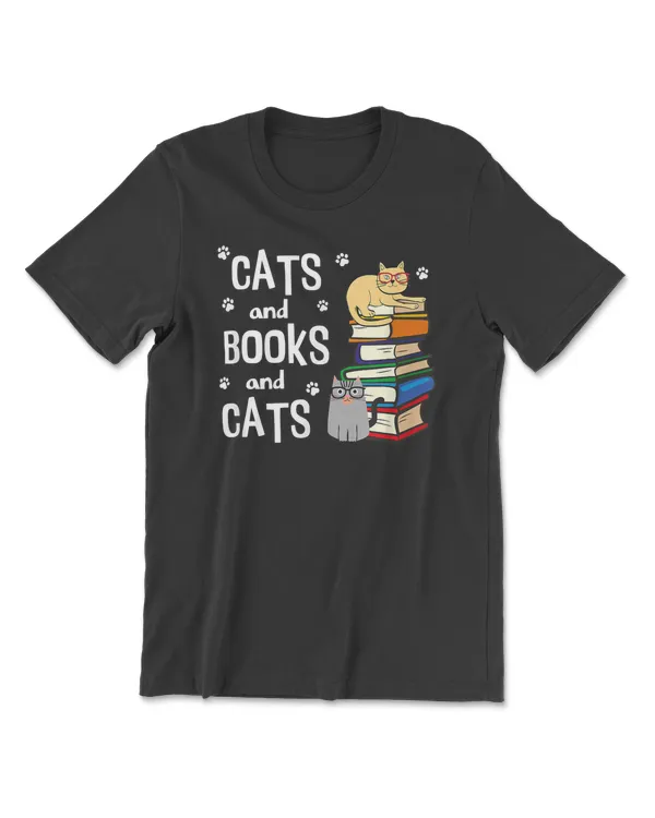 Cute Cats With Glasses and Books Reading Shirt for Cat Lover