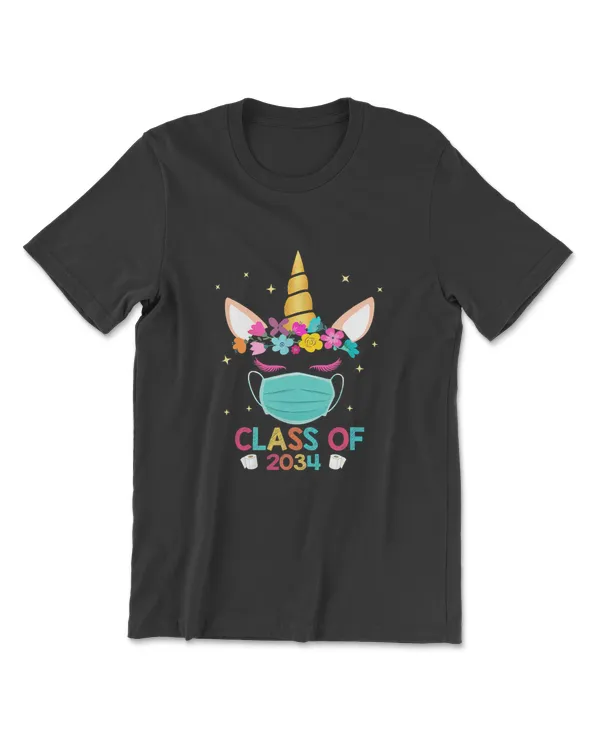 Unicorn First Day Of School Class Of 2034 Grow With Me T-Shirt