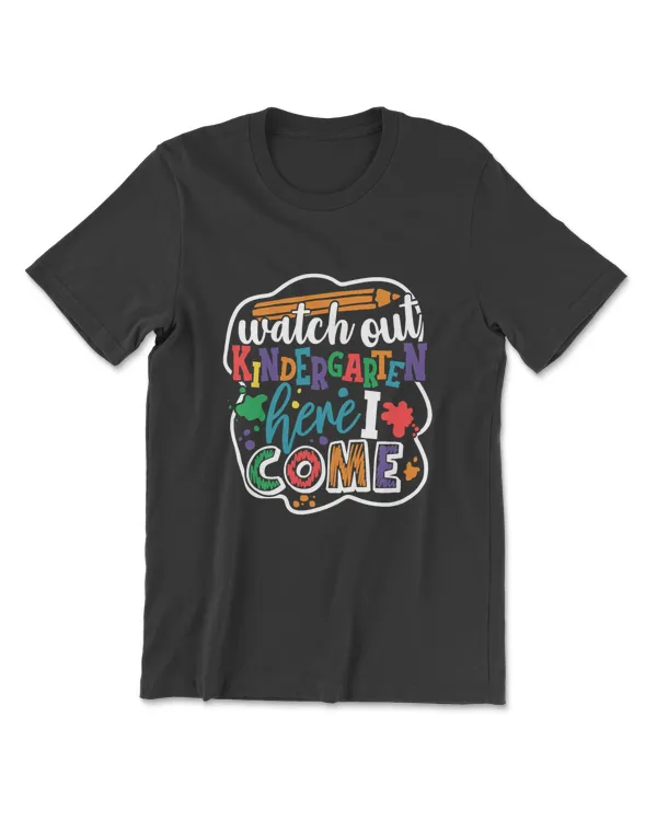 Watch Out Kindergarten Here I Come Back To School Boys Kids T-Shirt