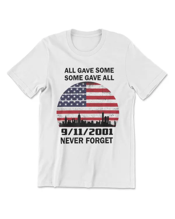 Vintage Never forget patriotic 9-11 for men American Flag