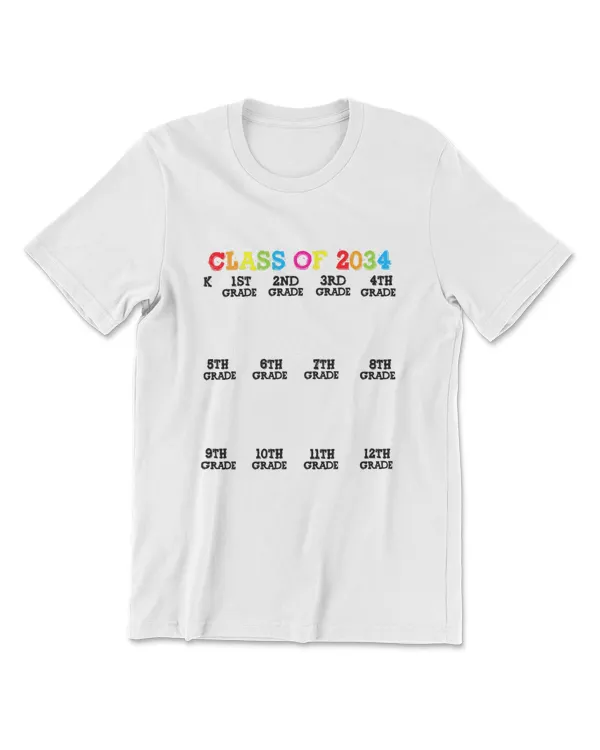 Class Of 2034 Handprint Shirt, Grow With Me Kindergarten Kid T-Shirt
