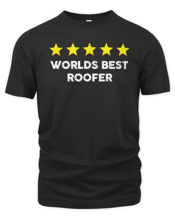 Vintage Five Star Worlds Best Roofer Rating Word Design T-Shirt